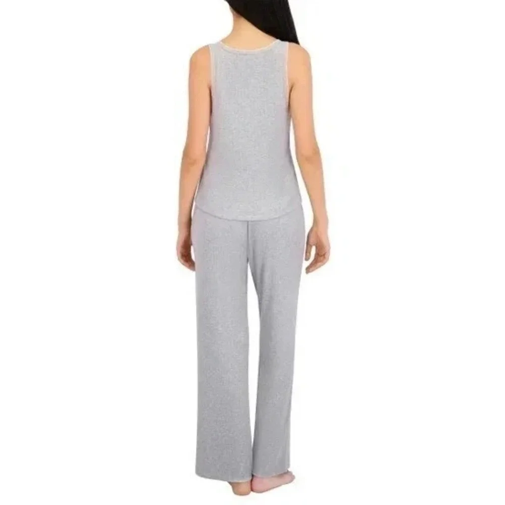 Live2Lounge Women’s 3 Piece Ribbed Cardigan Tank Pant Set, Gray, Size 2XL, NWOT